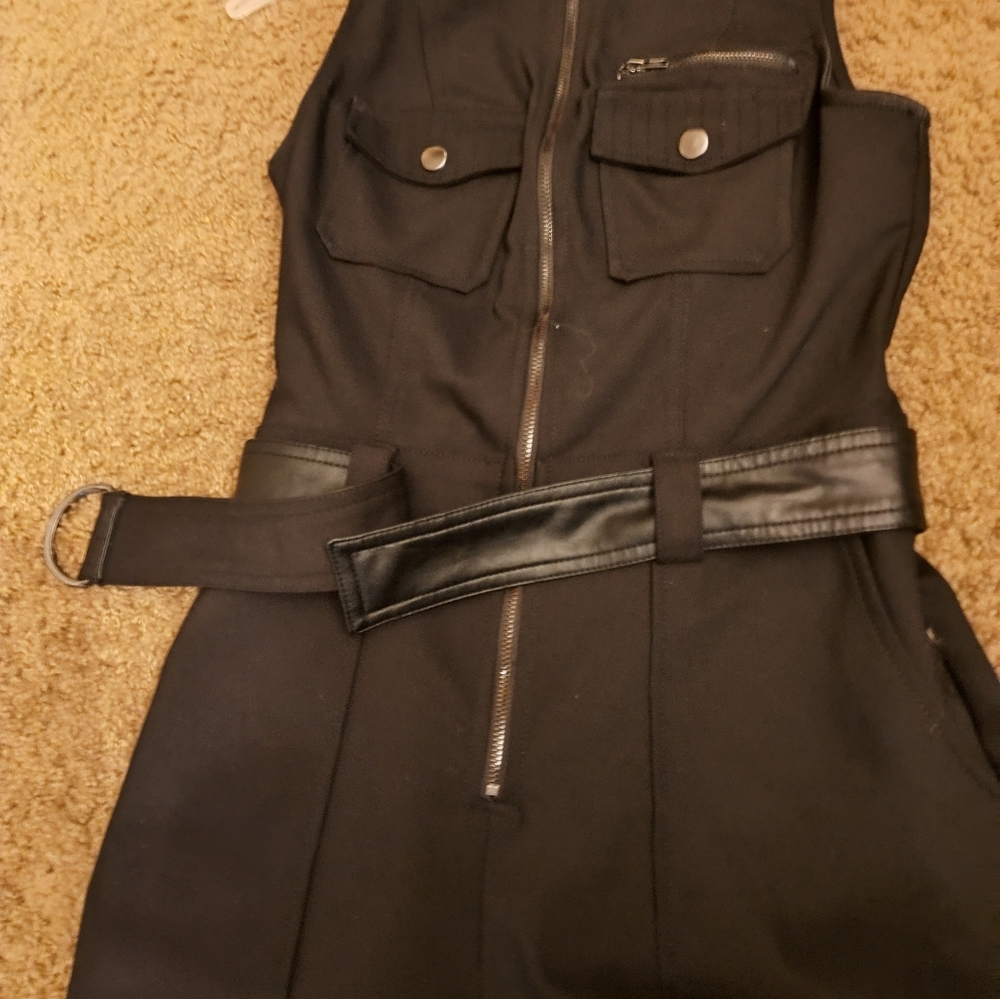 Guess solid black moto-romper. Size xs brand-new